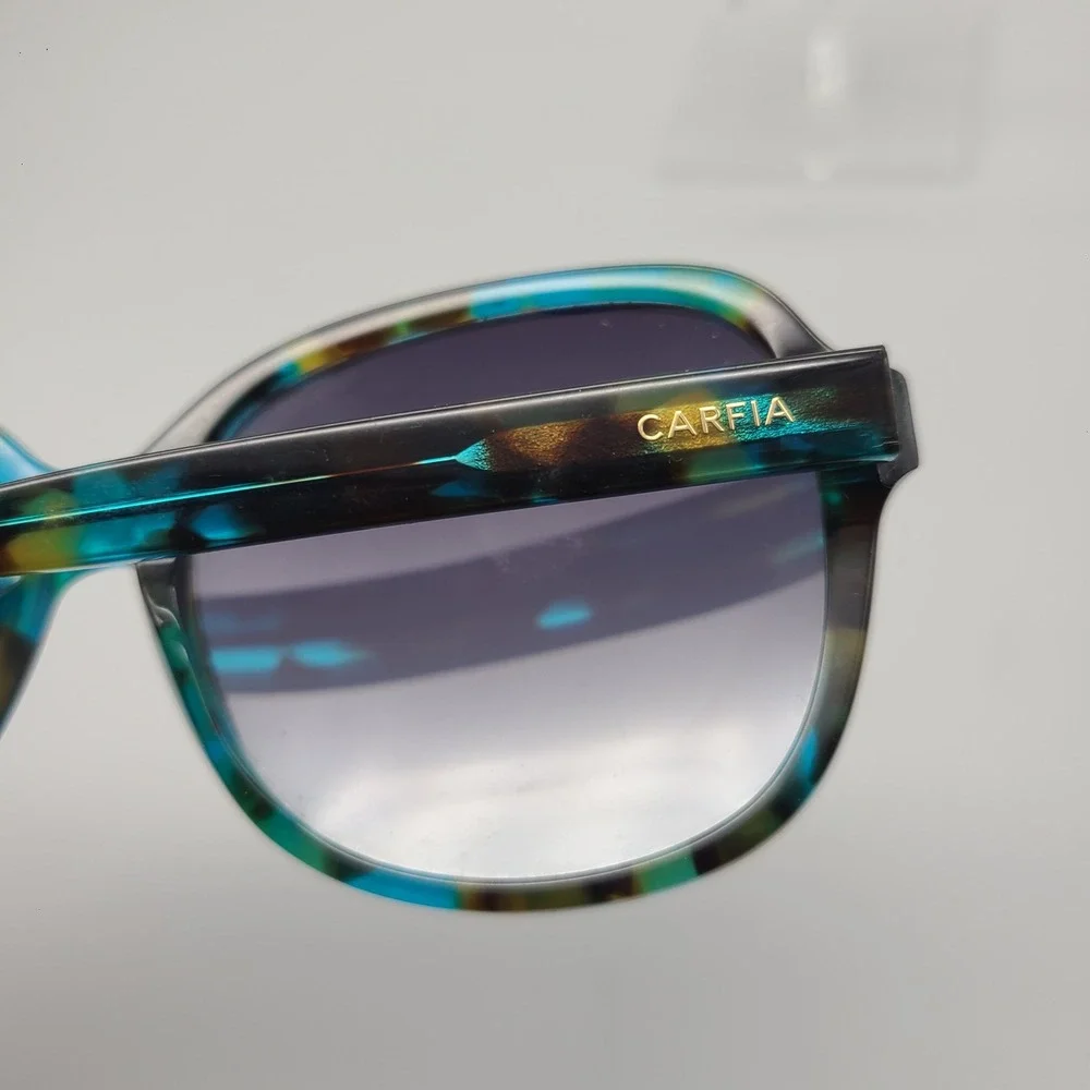 Carfia CA2024 C02 Blue Green Tortoise Polarized Oval Sunglasses 57-17-145